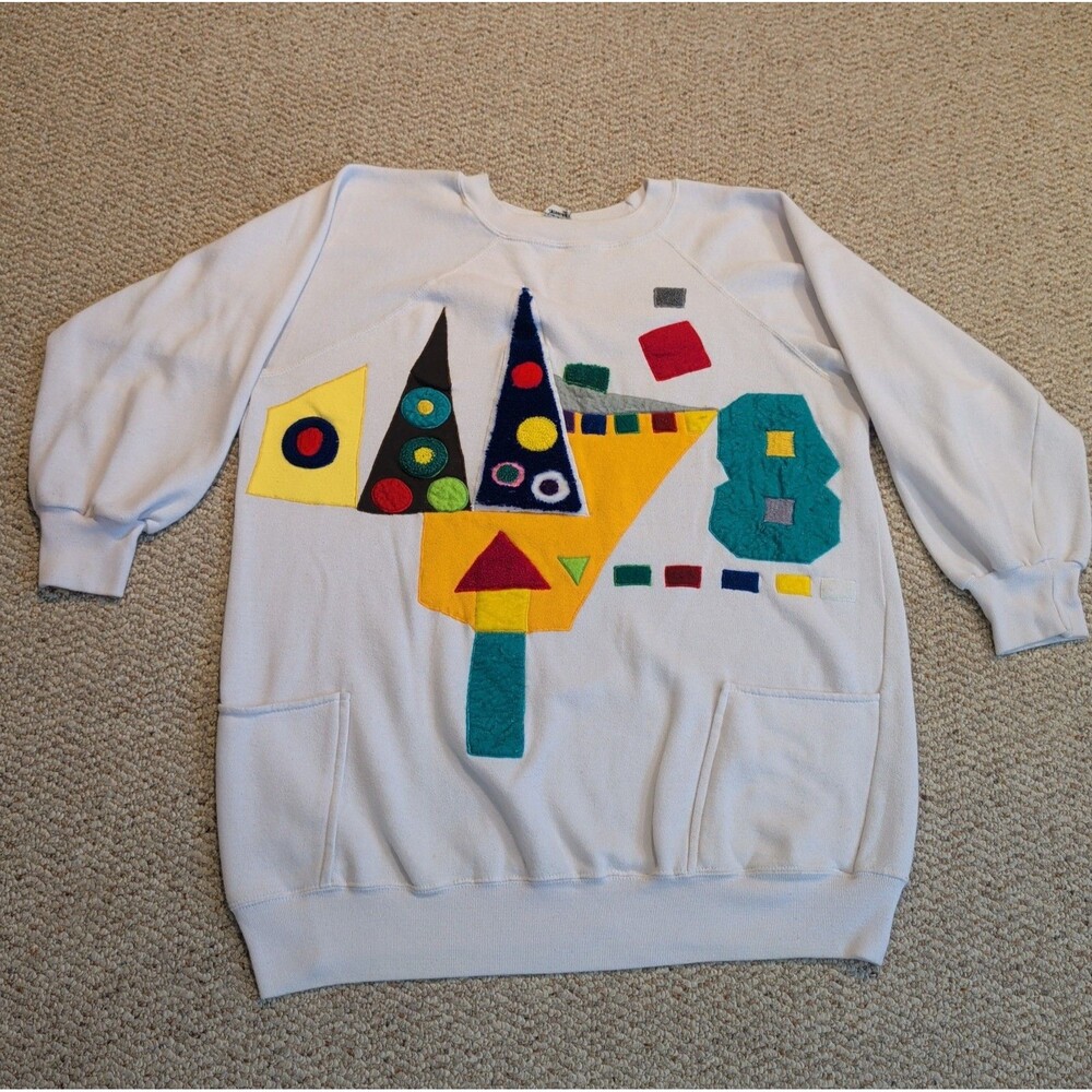 Vintage Cyn Les Shirlee Designs Sweatshirt S Colorful Oversized Artsy Abstract